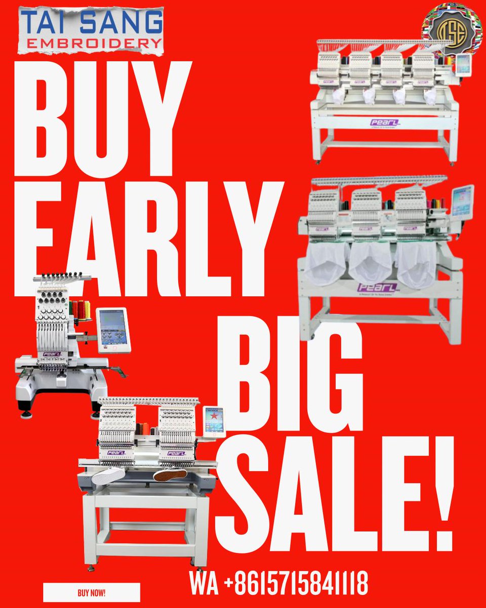 TaisangMKT's tweet photo. 🎉 Buy Early, Grab Big Savings! 🎉
Don’t wait—our limited-time sale is here! Secure your Tai Sang Embroidery machine now and enjoy amazing deals. 🧵💥
https://t.co/1i8NLCKh82
#BuyEarlySaveBig #BigSavings #EarlyBirdDeals #LimitedTimeOffer #SpecialDiscount #BigSaleAlert
#TaiSang https://t.co/CyicvEOqip