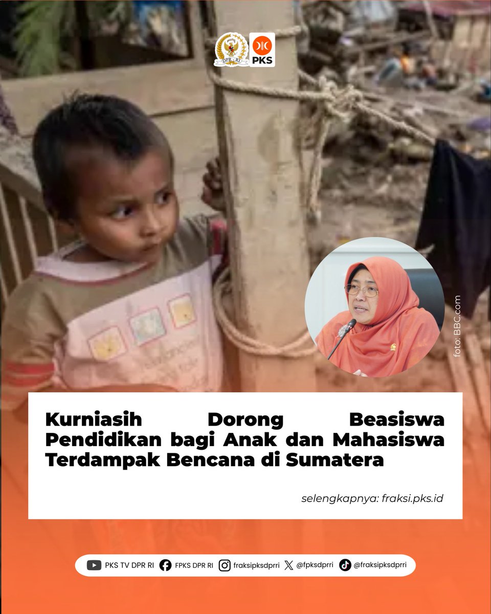 Wakil Ketua Komisi X DPR RI Fraksi PKS Kurniasih Mufidayati menegaskan pentingnya keberpihakan negara dalam menjamin keberlanjutan pendidikan bagi anak-anak sekolah dan mahasiswa yang terdampak bencana alam di sejumlah wilayah Sumatera. Baca selengkapnya 👉