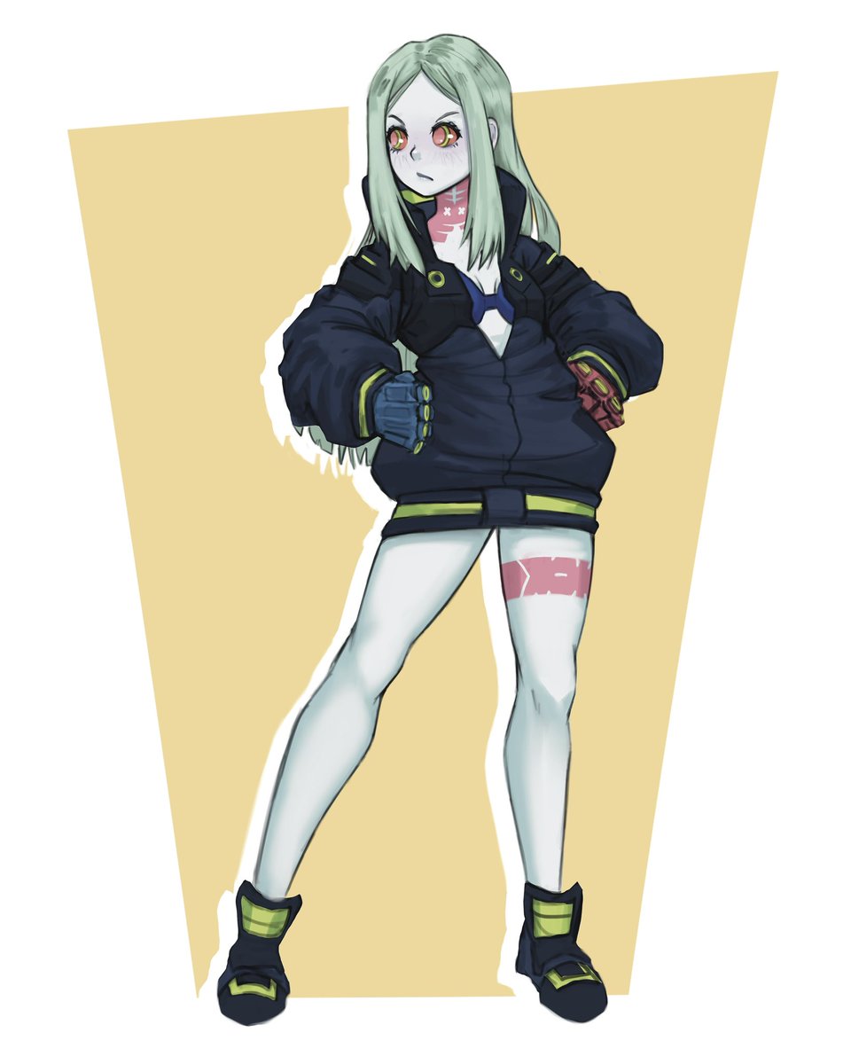 Este lo inicié como un redraw, en el que solo iba a agregar detallitos y que quedará “actualizado” 
Algo rápido para los últimos días de diciembre…ajá xd
Al final rehice casi todo jaja
Debí hacer el esqueleto de nuevo…por que quedó medio raro 🤔

#drawing #CyberpunkEdgerunners