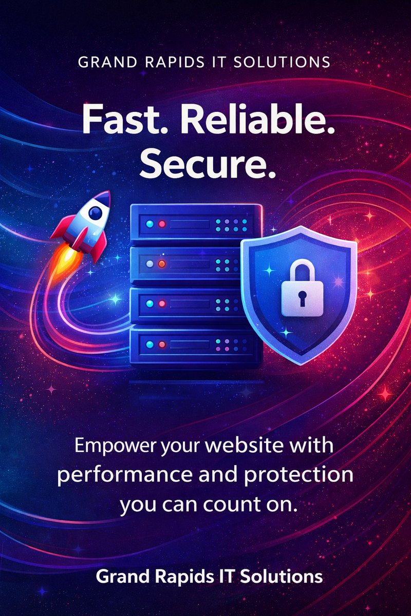 GrandRapidsIT's tweet photo. Fast. Reliable. Secure. 🚀🔒

That’s how your website should run.

Grand Rapids IT Solutions delivers performance and protection you can count on.

#WebHosting #SmallBusiness #WebsitePerformance #CyberSecurity #ITSolutions https://t.co/tZ5gvLfwlP