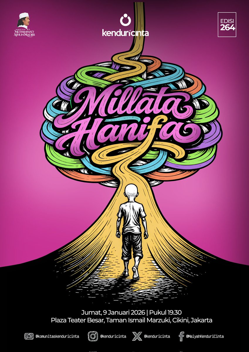 kenduricinta's tweet photo. KENDURI CINTA | MILLATA HANIFA | Jumat, 9 Januari 2026, 19.30 WIB | Plaza Teater Besar, Taman Ismail Marzuki, Cikini, Jakarta Pusat

#KCJan
#KenduriCinta
#Maiyah