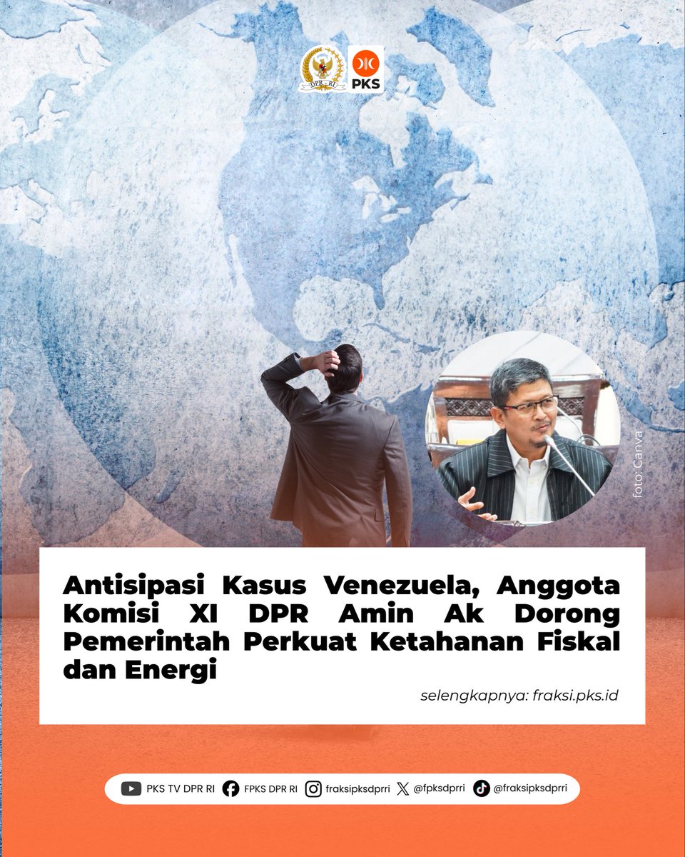 Perkembangan geopolitik global, termasuk dinamika terbaru antara Amerika Serikat dan Venezuela, harus dipandang sebagai peringatan strategis bagi seluruh pemangku kebijakan ekonomi nasional. Baca selengkapnya 👉 fraksi.pks.id/2026/01/06/ant…