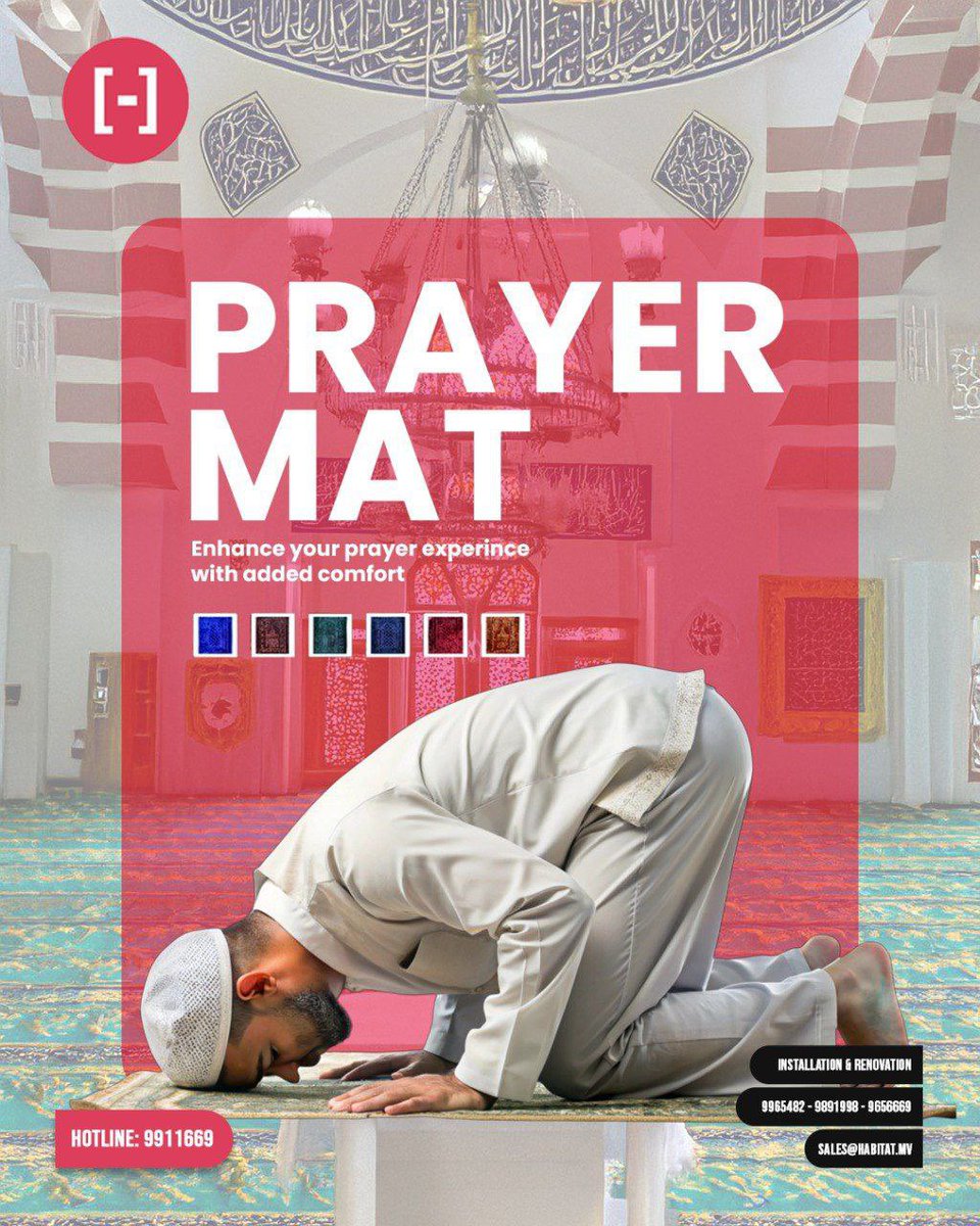 Enhance your prayer experience with comfortable &amp; elegant Prayer Mats – designed to bring peace, softness, and devotion to every moment of worship. ✨🕌

Contact us (Viber/Whatsapp) 9965482 - 9891998 - 9911669 - 9693669