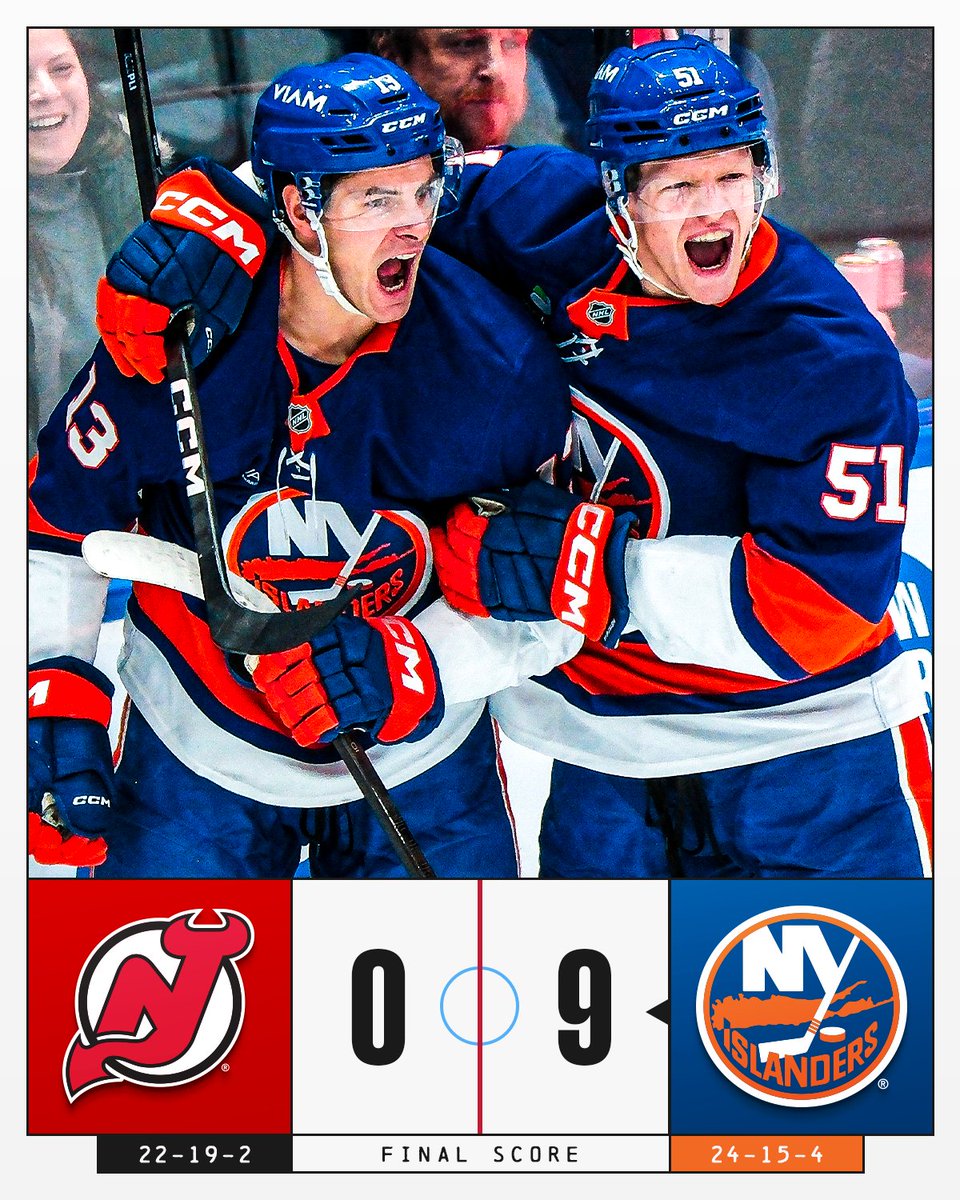 NHL's tweet image. GOALS, GOALS AND MORE GOALS‼️

The @NYIslanders pull off a big 9-0 win at home!
