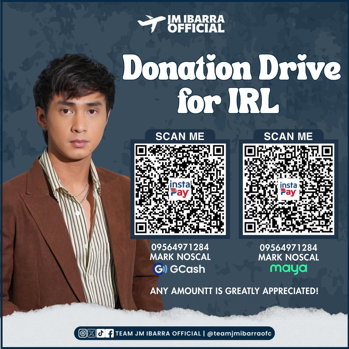 𝗜𝗥𝗟 𝗗𝗢𝗡𝗔𝗧𝗜𝗢𝗡 𝗗𝗥𝗜𝗩𝗘 🌷

With JM’s upcoming movie, IRL, coming very soon, our 𝘿𝙤𝙣𝙖𝙩𝙞𝙤𝙣 𝘿𝙧𝙞𝙫𝙚 𝙞𝙨 𝙤𝙛𝙛𝙞𝙘𝙞𝙖𝙡𝙡𝙮 𝙤𝙥𝙚𝙣. Together, we aim to create meaningful fandom projects and thoughtful surprises in support of this new chapter.

No amount is