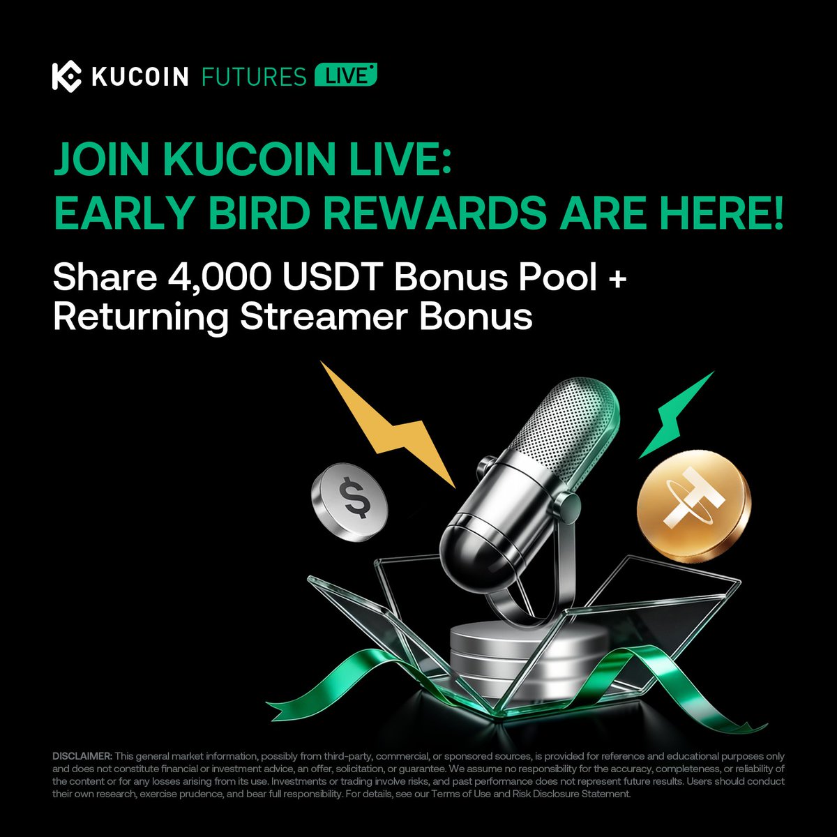 KuCoinLive_en's tweet image. Early Birds share 4,000 USDT!

KuCoin Live Early-Bird Pre-Recruitment is now open — onboard before launch to lock in early perks, and unlock rewards after launch.

DM admin on TG:
t.me/Kucoinlive8 | t.me/Kucoinlive6

#KuCoinLive #CryptoCreators #FuturesTrading