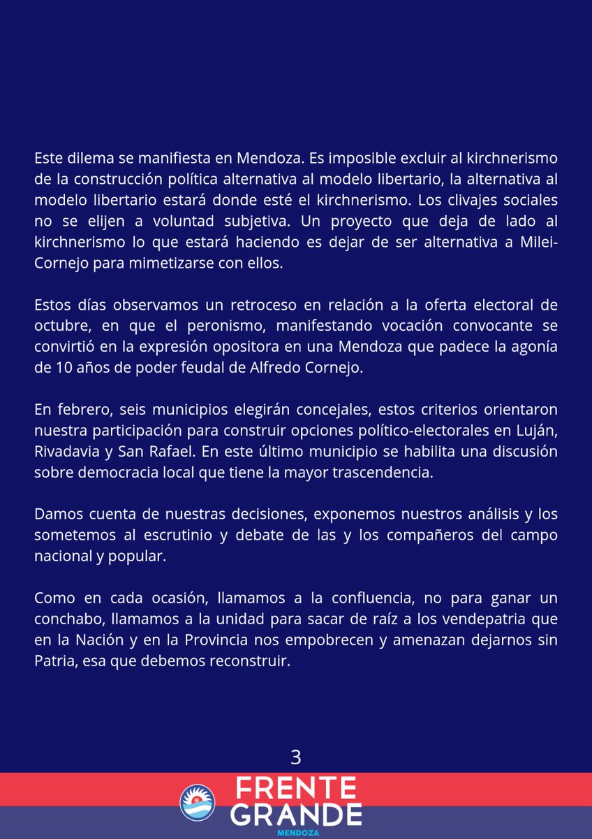 #ReconstruirLaPatria nuestra posición política, el desafío de la construcción.
