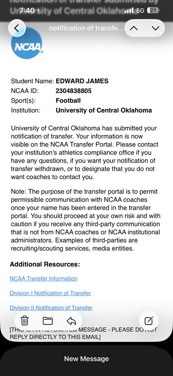 EdwardLJamesIII's tweet image. I wanna thank all the Uco coaches for bringing me in and with all this being said I’m officially entering my name in the transfer portal 
6’1
170
Corner
@TheCoachJoShow