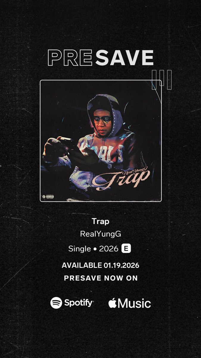 RealYungG's tweet photo. Fist drop of the year we back make in that mood Pre Save my new single Trap dropping January 19th on all streaming platforms and that’s on YGN🤙🏽🤞🏽🎯 https://t.co/Hd9bNYuBoc https://t.co/uC635YdT3U