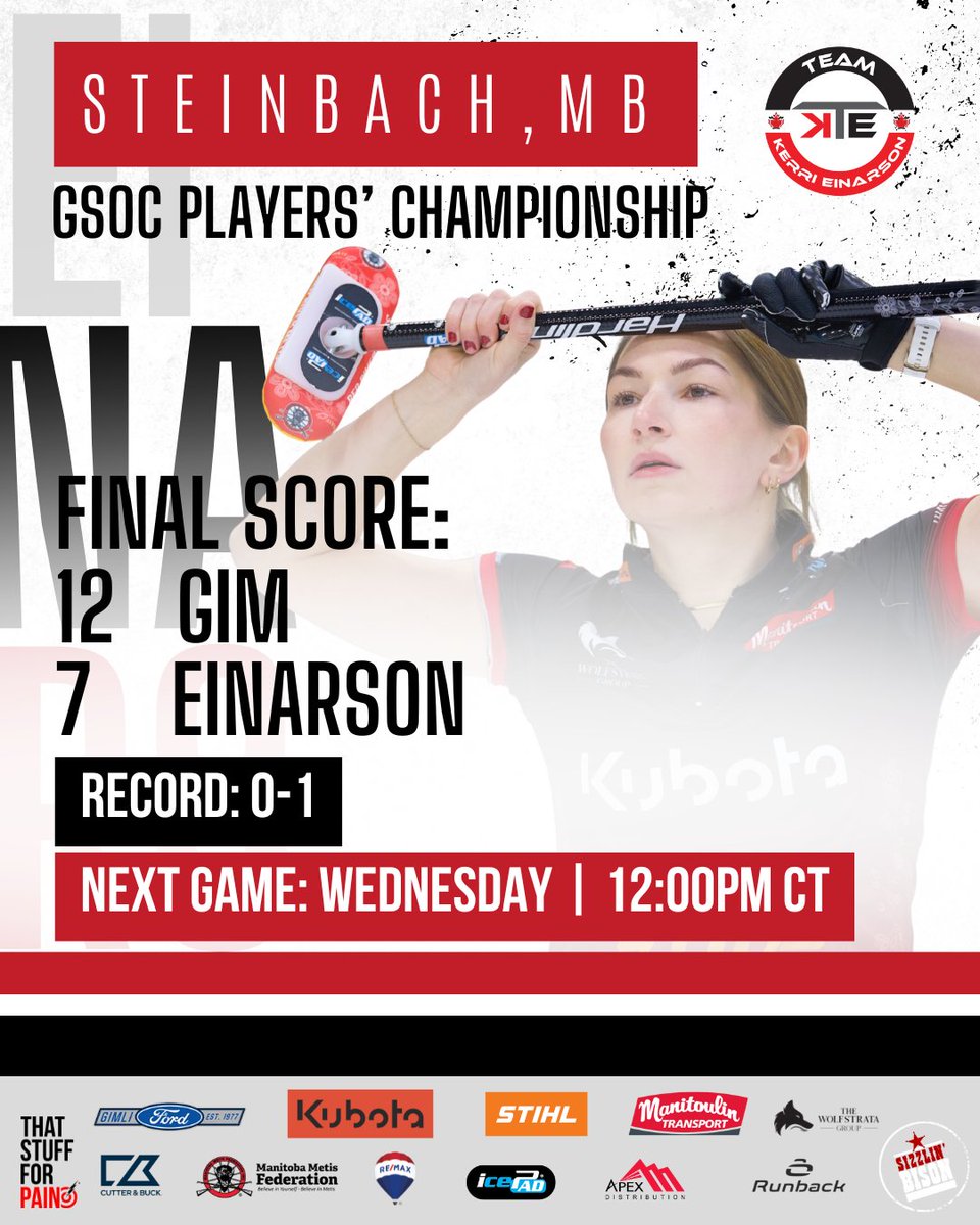 EinarsonTeam's tweet photo. Not the result we wanted in our opener.
Lots more coming up! 🥌
#TeamEinarson https://t.co/A5iDuaOGrA