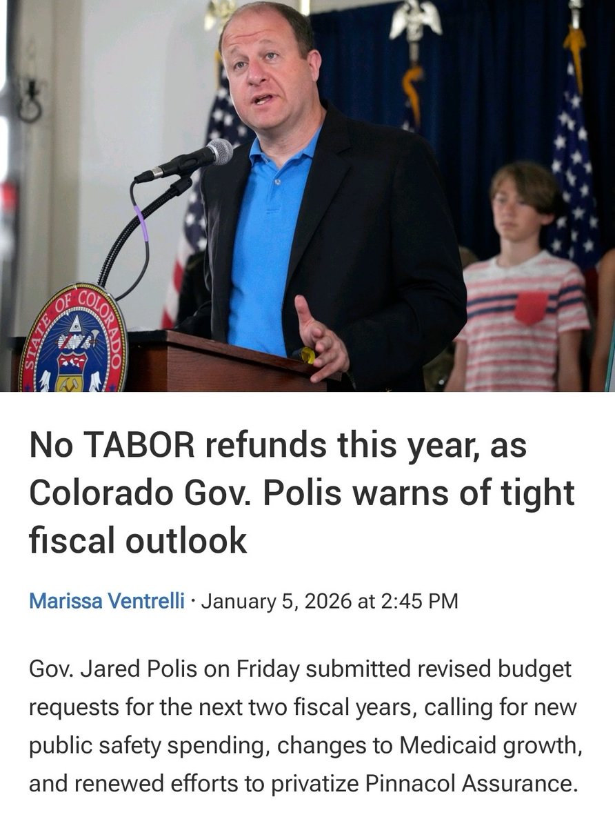 jeffhunt's tweet image. No TABOR refunds this year. Colorado has record taxes, record fees, and a record budget.
Bottom line, Colorado's government gets bigger, your bank account gets smaller.