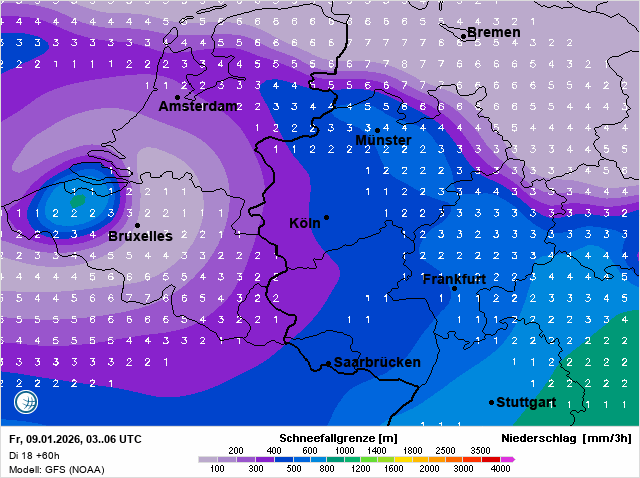 PvForecast's tweet image. gfs18z #sneeuw #regen #vrijdag