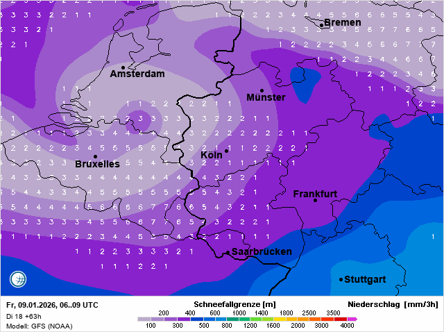 PvForecast's tweet image. gfs18z #sneeuw #regen #vrijdag