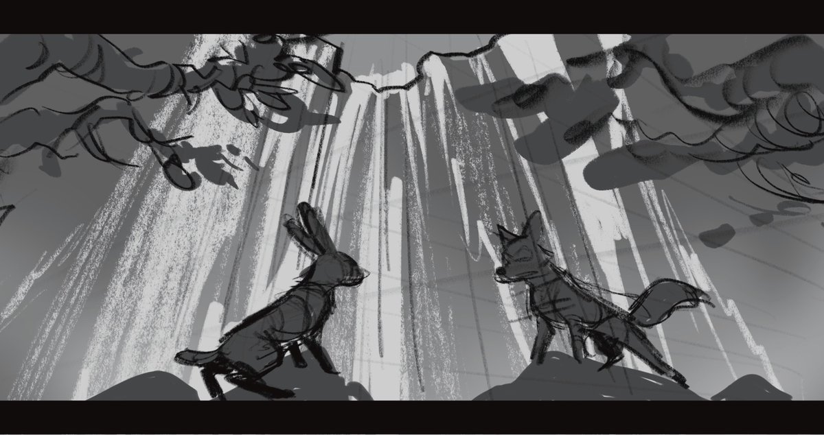 old scrapped commission sketch of a scene where nick and judy meet but as quadrupeds 👀