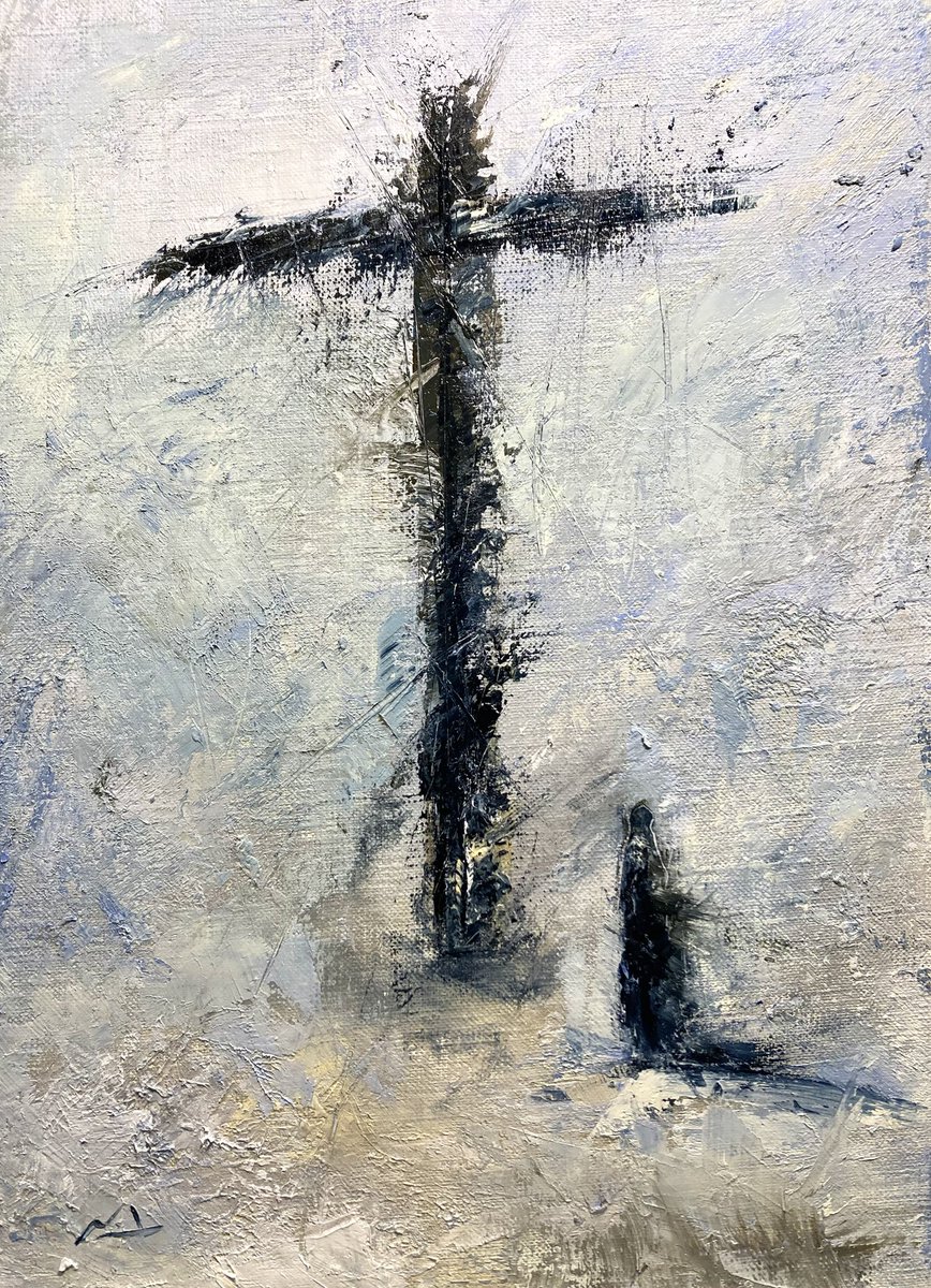 風」 2026年 キャンバスに油彩 333×242mm 吹き飛びそうになる信仰と