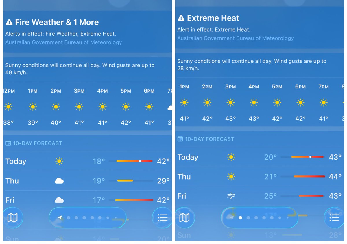 Melbourne, and my parents town 2 hours away. First heatwave of 2026. 
42°C to 44°C / 107°F to 111°C.