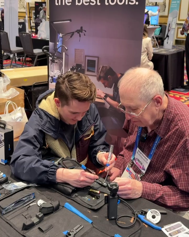 iFixit's tweet image. Nothing says CES like booths, badges, and… soldering. We fired up the FixHub on the show floor and @BeccaFarsace jumped in to give it a go. Repair doesn’t need a lab. Just the right tools.
—
#iFixit #RightoRepair #FixTheWorld