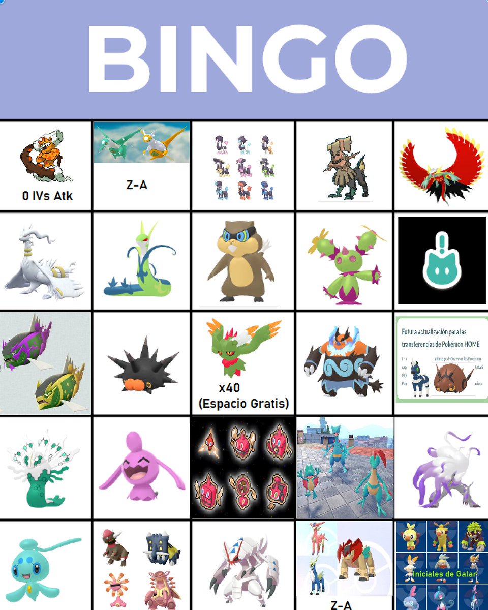 Hice un bingo de shinies para este 2026 a ver que tal