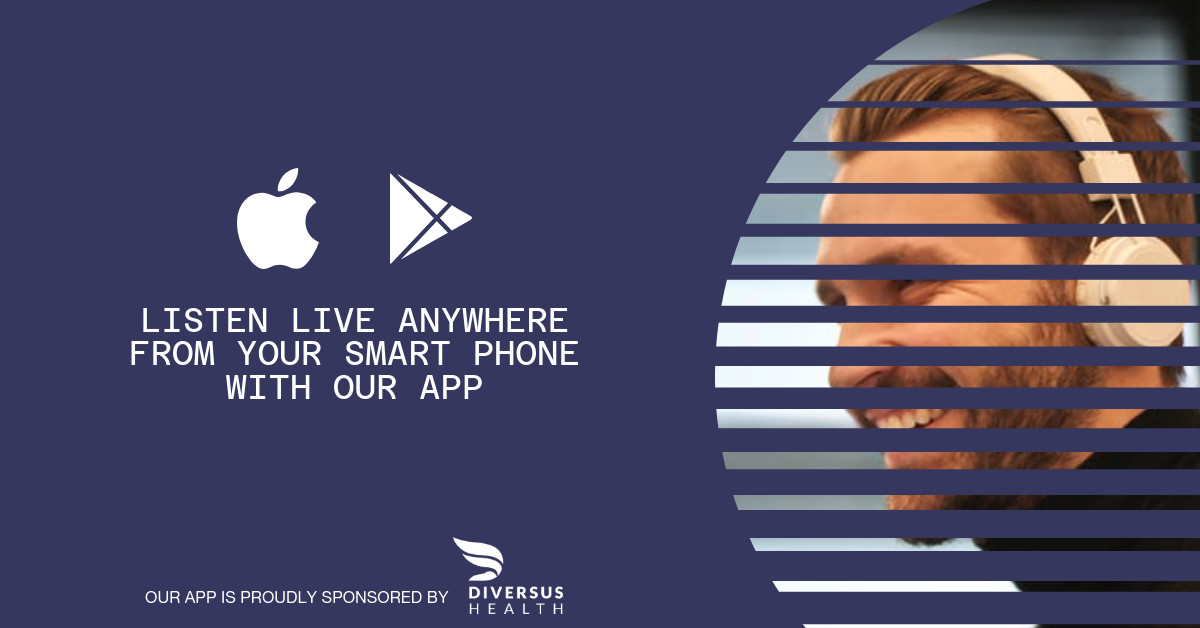 No radio? No problem. Listen to us from your phone with our app. 🤳🎙️
Our app is proudly #sponsored by Diversus Health - Mental Health and Well-Being for All. 
diversushealth.org/get-mental-hea…