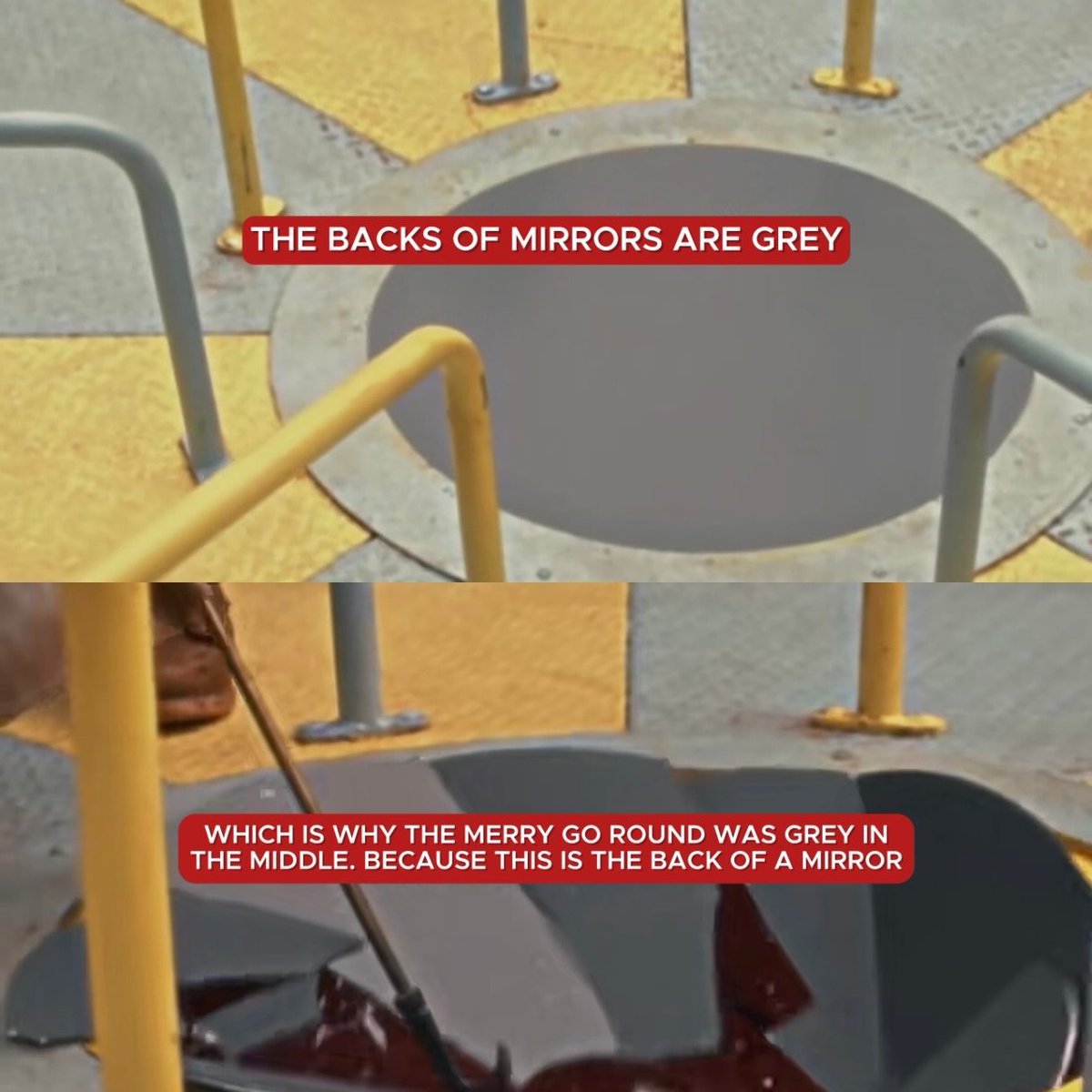 This looks familiar #conformitygate 
Remember the Merry Go Round was a different color in the dream? Look at the Hell Fire shirt