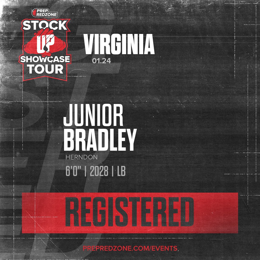 Welcome Class of 2028 Junior Bradley of Herndon to the <a href="/PrepRedzoneVA/">Prep Redzone Virginia</a> <a href="/PrepRedzoneMD/">Prep Redzone Maryland</a> Showcase on January 24th @ The Michael &amp; Son Sportsplex at Dulles. 

🔥🏈 #PRZStockUpVA 🏈🔥

Register NOW! 👇  events.prepredzone.com/e/2141/registe…