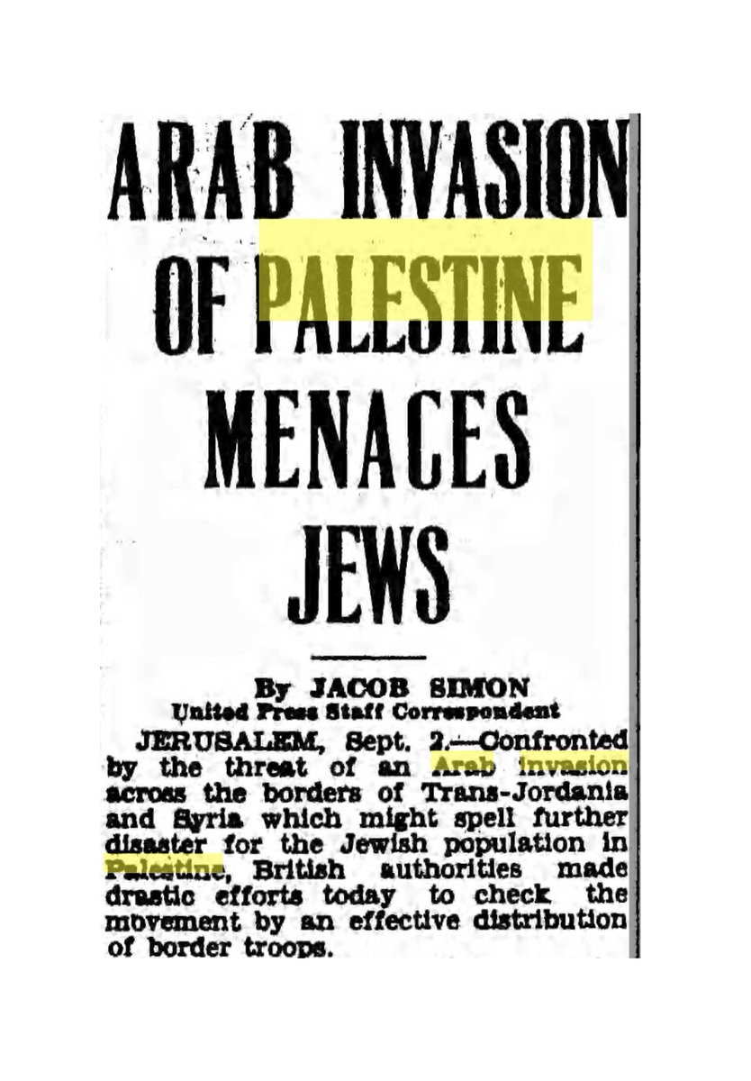 CptAllenHistory's tweet photo. "Arab Invasion of Palestine Menaces Jews"

How many heads can I make explode with this September 2, 1929 headline? 

Source in first comment⤵️ https://t.co/UCUoLpEyzq