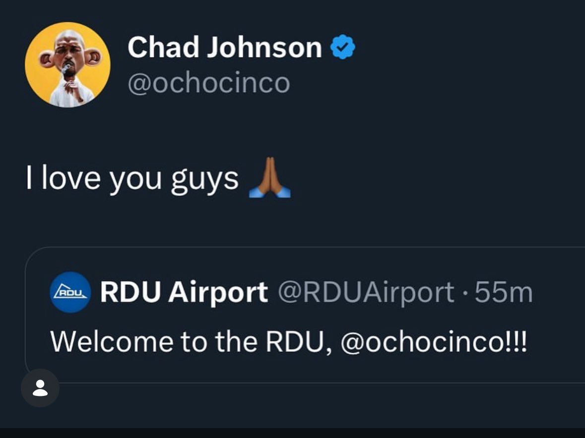 RDUAirport's tweet image. We got you, @ochocinco #receipts #raleeah
