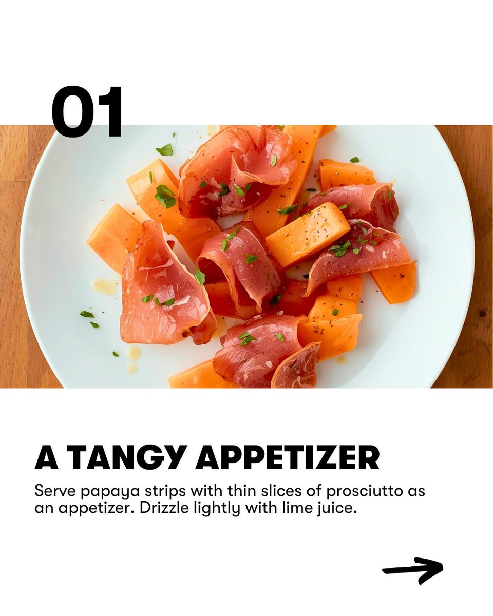 Fruits_Veggies's tweet photo. If your day could use a little sunshine, papaya’s got you covered. 🌞🌴 Here are 3 ways to enjoy it today! 💛Tap through for inspo ➡️ and hit the link for 10 more delicious ways to have papaya that make everyday eating feel like a mini vacay: https://t.co/R0M7JPZudc #haveaplant https://t.co/yyIMM1Zcux