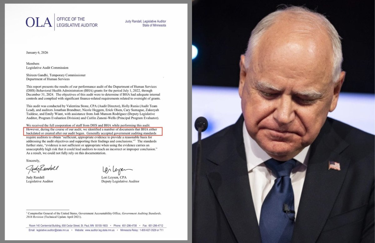 GrageDustin's tweet image. Tim Walz’s DHS was backdating records and creating new documents during the audit.

This is a cover-up.