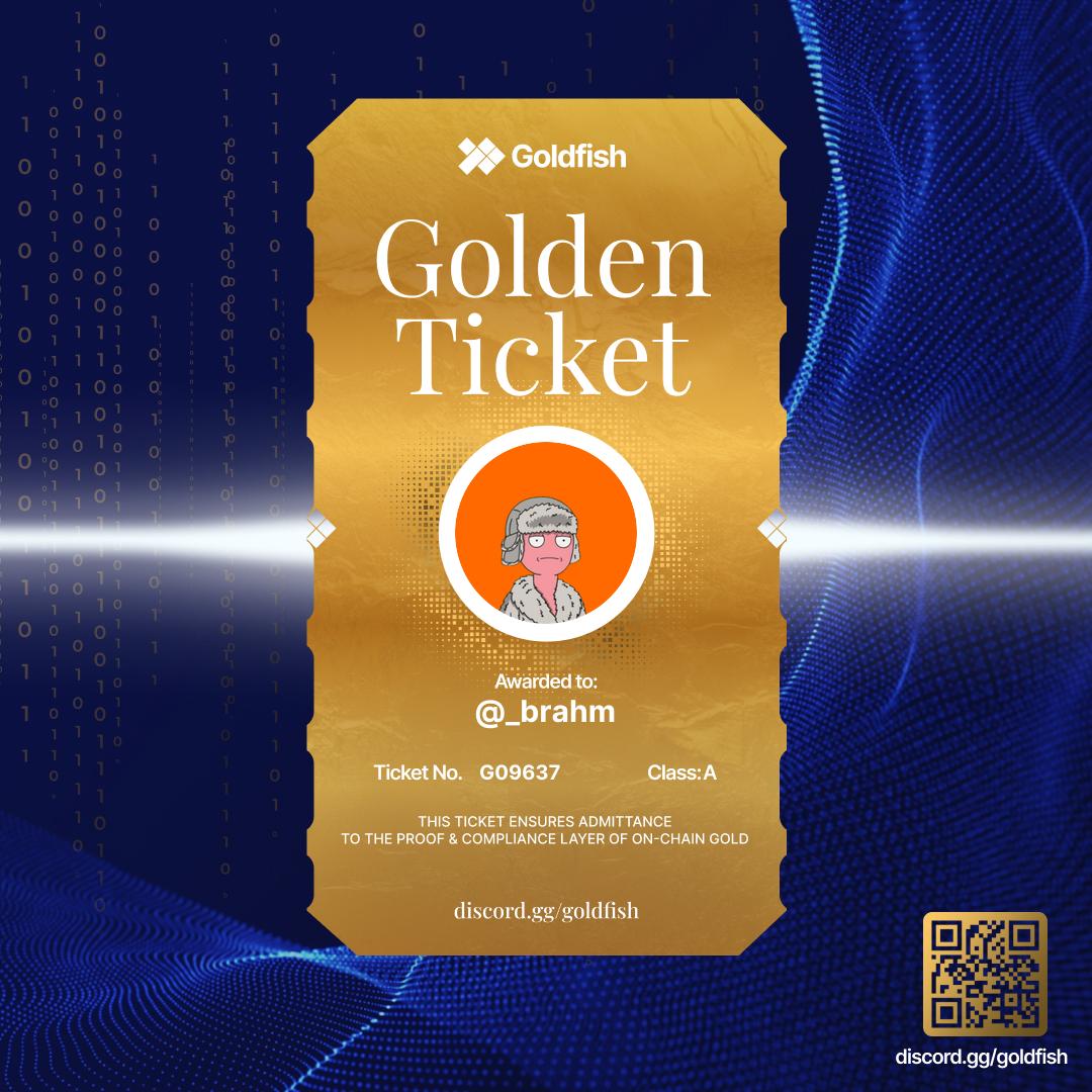 Gold-backed. Structured. Verified.

Early access to Goldfish's on-chain gold layer.

Golden Ticket secured. discord.gg/goldfish
