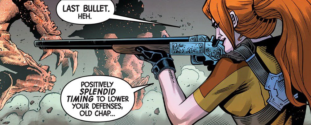RedheadInOrange's tweet image. remember, yer last bullet is still a bullet — and that means it can do in a monster.