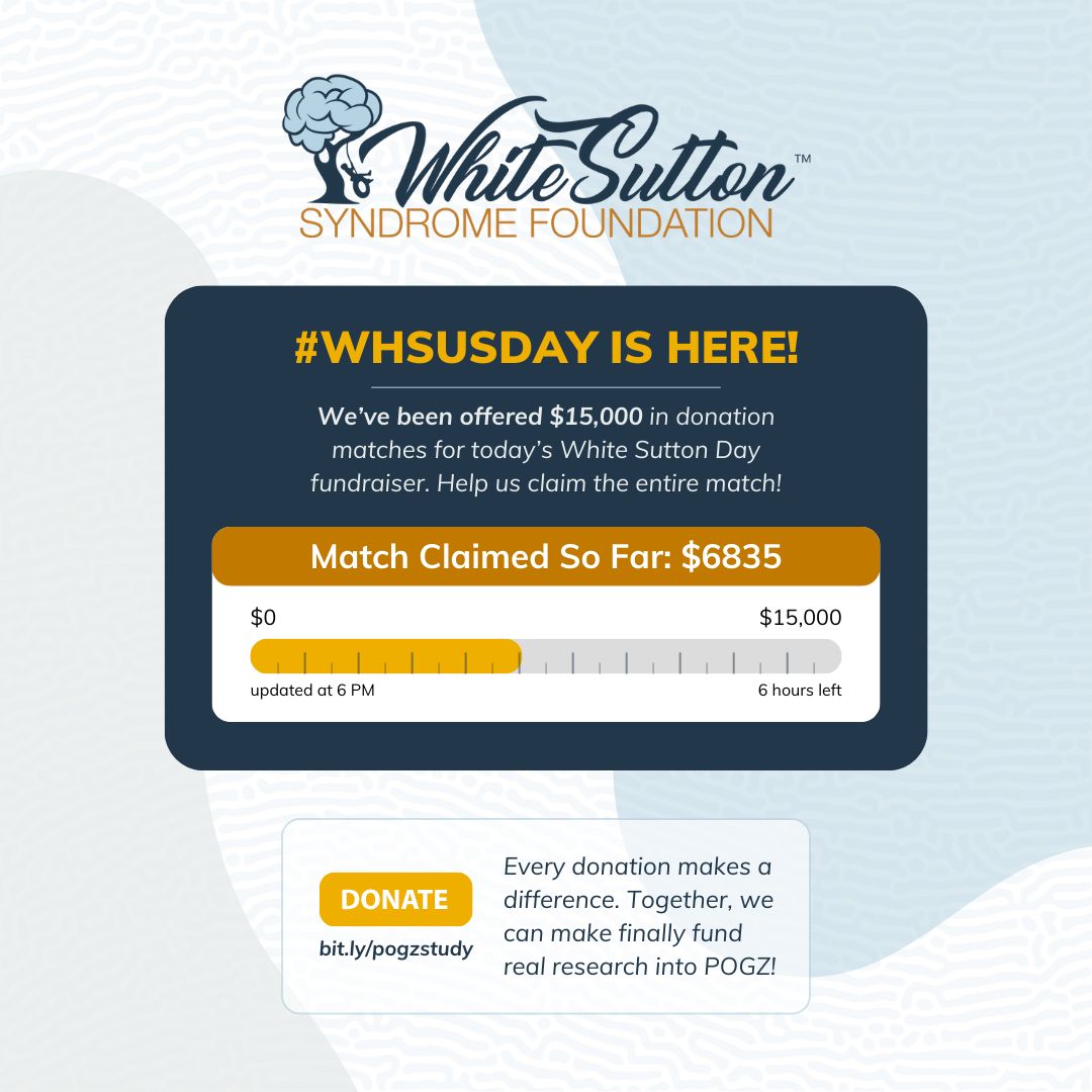 WhiteSuttonFdn's tweet photo. Update: $6,835 raised = 46% of the match unlocked 🎯
There’s still time to keep it moving—every gift helps claim more matching funds for #WhiteSuttonSyndrome research. Jump in if you’ve been waiting.
https://t.co/HCIDfbmLlM #POGZ #Autism https://t.co/LZ50fWohTK