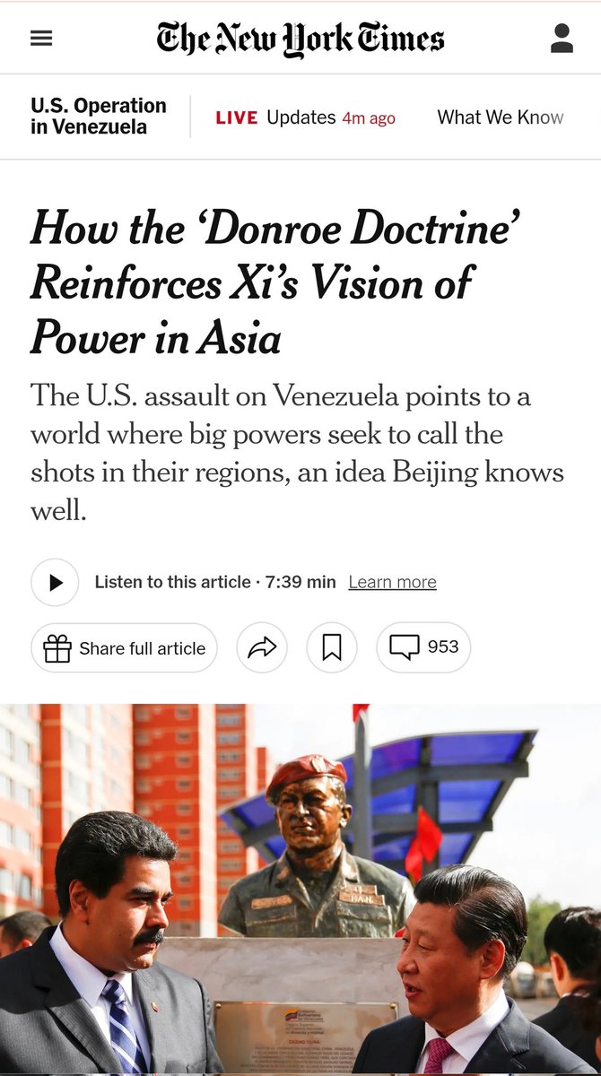 RnaudBertrand's tweet image. *America following the Monroe Doctrine in the Americas in an American way*

The NYT: this is Chinese behavior.