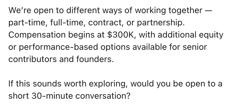 BuildWithAdrian's tweet image. Just received a &amp;gt;$300k/year offer for a part-time job. I would take it if I would know it's not a scam :) didn't even answer.