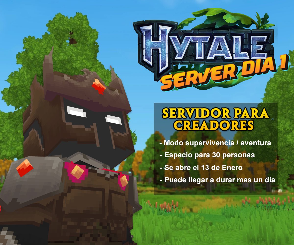 🌳 ⚔️ HYTALE SERVER DAY ONE ⚔️ 🌳

Voy a abrir un server en el dia de lanzamiento del juego.
- Diferentes creadores pueden entrar y probarlo en conjunto por primera vez!

Si estas intersado comenta o hablame al MD! 🫡