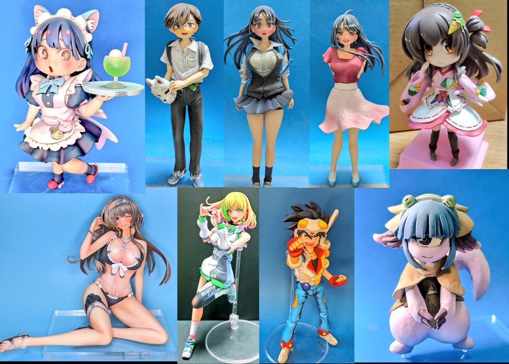 はじめましてこちら代表作になります 石粉粘土で作ったフィギュアたち