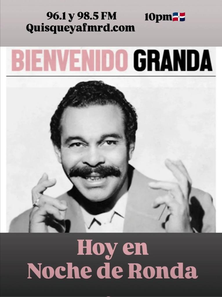 Este cantautor cubano conocido como "el bigote que canta" desfilará hoy por la pasarela musical de Noche de Ronda. Bienvenido Granda, 10pm por Quisqueya FM.