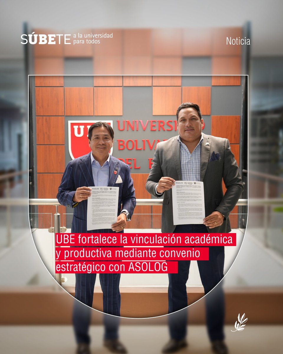 #NoticiasUBE | UBE fortalece la vinculación académica y productiva mediante convenio con ASOLOG 🤝📦

La Universidad Bolivariana del Ecuador (UBE) suscribió un Convenio Específico de Cooperación Interinstitucional con la Asociación Logística del Ecuador (ASOLOG), con el objetivo