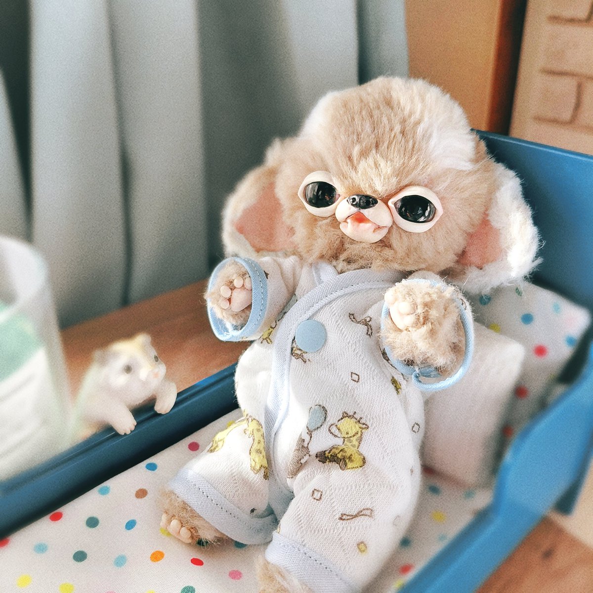 チワボボちゃん 　泣き虫ちゃん　アートドール　ぬいぐるみ おはようございます #チワボボちゃん #ハンドメイドぬいぐるみ