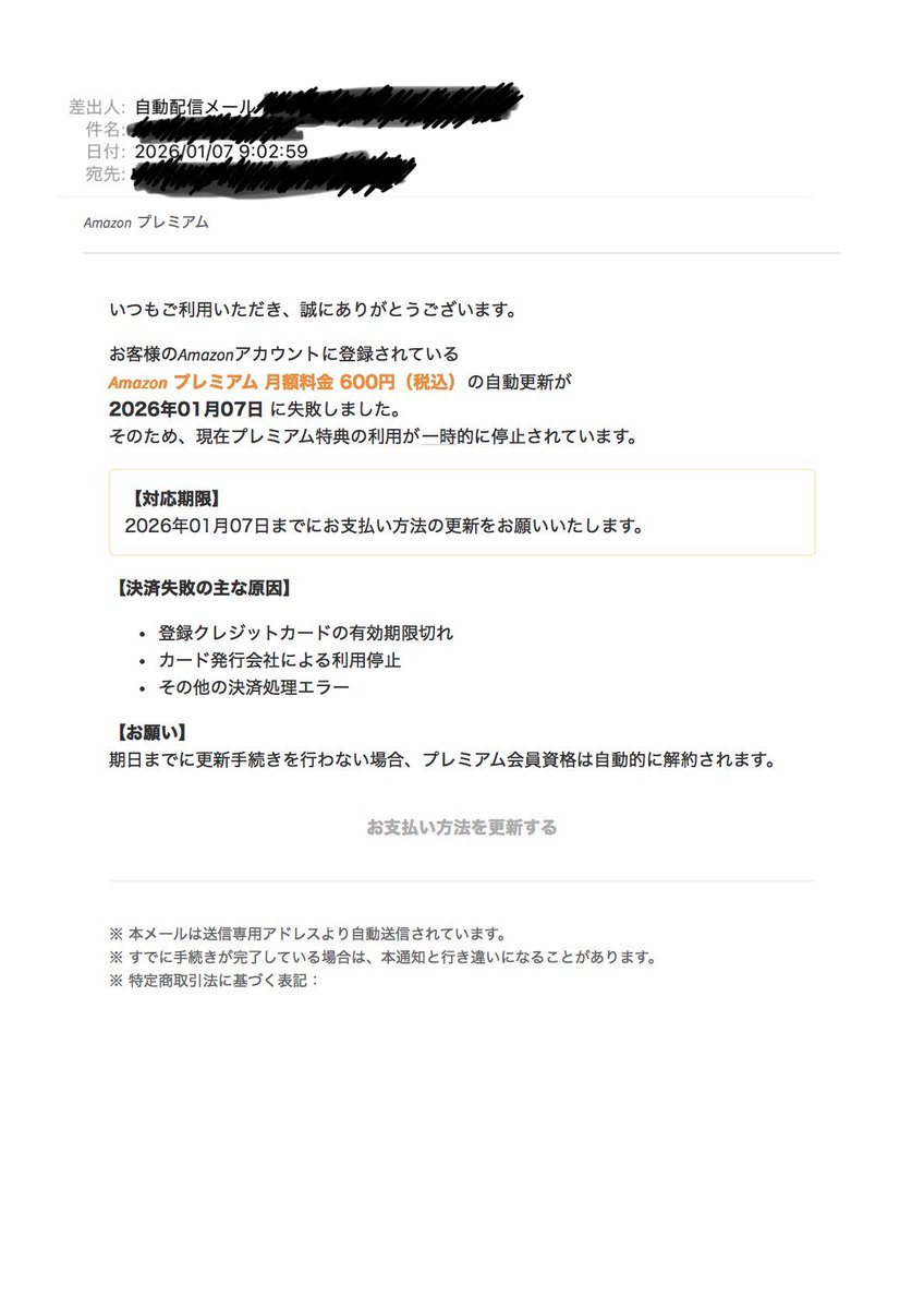 今朝採れたての迷惑メールですわ〜〜！！ 天下の𝓐𝓶𝓪𝔃𝓸𝓷さんのお