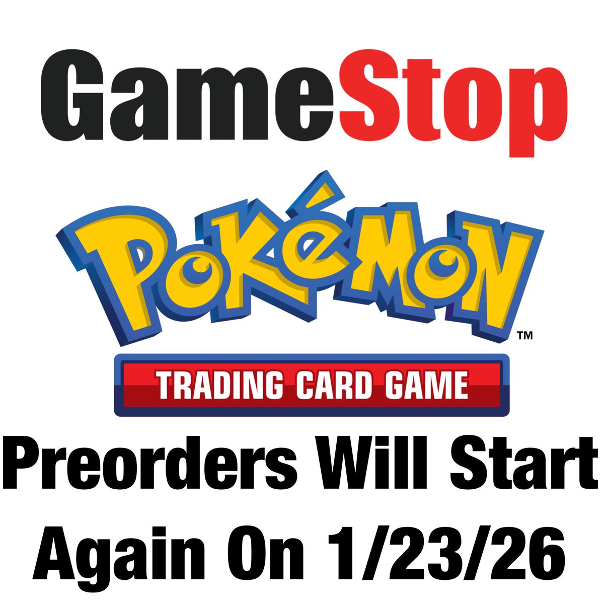GameStop will begin offering preorders again for Pokemon Cards starting on  1/23/26! Select MTG sets will be available as well. . #Pokemon  #TradingCards #GameStop #Collectibles #TCG