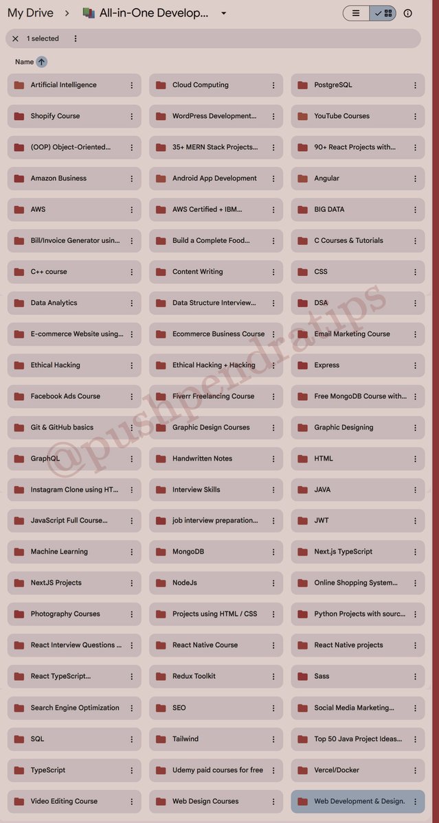 pushpendratips's tweet image. 🟥 Free Full-Stack Web Development Courses

Learn step by step from scratch 👇
🟥 HTML
🟥 CSS
🟥 JavaScript
🟥 React
🟥 Python
🟥 Next.js
🟥 APIs
🟥 Node.js
🟥 TypeScript
🟥 AWS
🟥 DSA
🟥 OOP
🟥 JWT
🟥 SQL
🟥 Git &amp;amp; GitHub
🟥 E-commerce Website
🟥 Handwritten Notes
🟥 React…