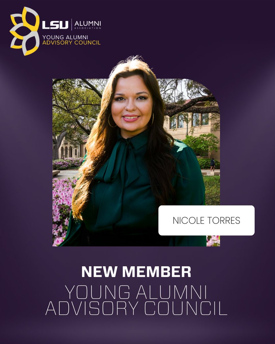 AlumniLSU's tweet image. 🎉 Welcome to our newest Young Alumni Advisory Council members: Nicole Torres (’18 B.S. Sports Admin), Therese Walker (’17 B.S. M.Com) &amp;amp; Connor LeBlanc (’15 B.A., ’20 JD/MBA)! Excited to see your impact across Tiger Nation!
#lsualumniassociation #lsualumniyaac