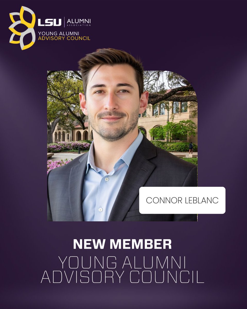 AlumniLSU's tweet image. 🎉 Welcome to our newest Young Alumni Advisory Council members: Nicole Torres (’18 B.S. Sports Admin), Therese Walker (’17 B.S. M.Com) &amp;amp; Connor LeBlanc (’15 B.A., ’20 JD/MBA)! Excited to see your impact across Tiger Nation!
#lsualumniassociation #lsualumniyaac