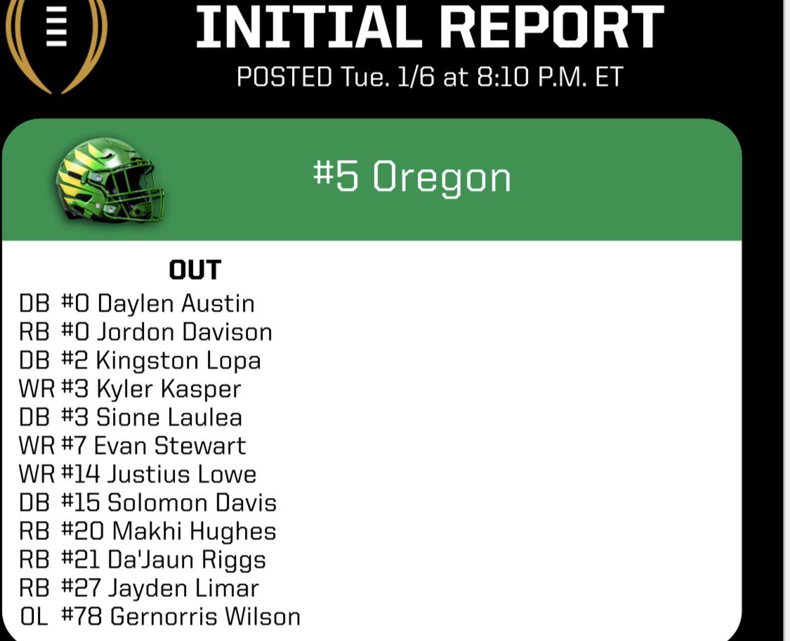 oregon__updates's tweet image. Jordon Davison is OUT