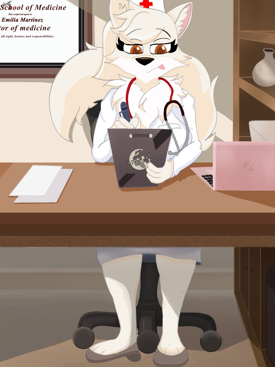 Xtremo790's tweet photo. New drawing!!!
This is a drawing about one of my new oc called Emilia or Emi who’s working as a female doctor
I hope you like it ^^
#fanart #furryartwork #foxa #whitefox #artwork https://t.co/b98hVNWOpy