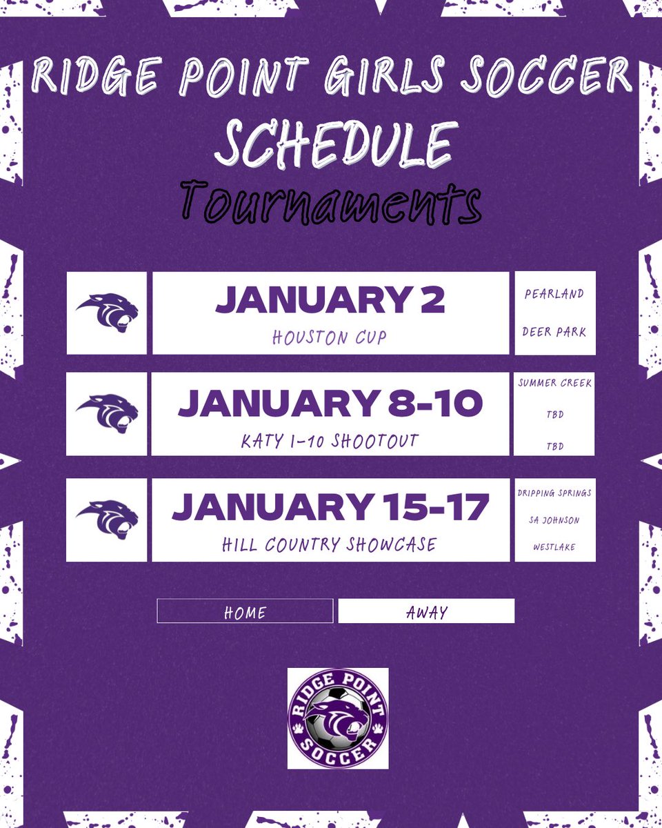 RPHSGirlsSoccer's tweet image. Tournament Schedule 2026⚽️💜