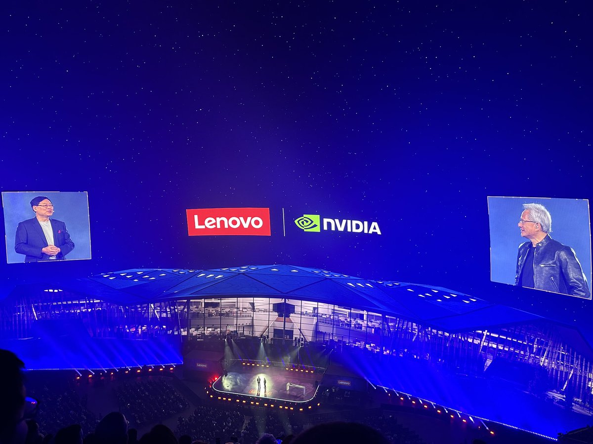 delightXdesign's tweet photo. Exciting keynote on applications built on AI. The entire computer system reinvented under the new AI platform: Accelerated computing, generative and agentic AI @Lenovo &amp; @nvidia #CES2026 @SphereVegas https://t.co/APkDGamJtO