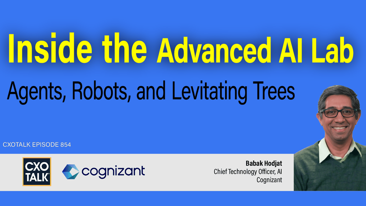 cxotalk's tweet image. #CXOTalk talks about physical AI and robots w Burkhard Böckem, CTO, @HexagonAB, Fri. 9 Jan 2026.

Get in the mood for this topic. Replay ep 854 (2024) w guest @BabakAtWork, CTO @Cognizant  talking about robots and augmented AI.
cxotalk.com/episode/inside…

#AAI #FutureOfBusiness