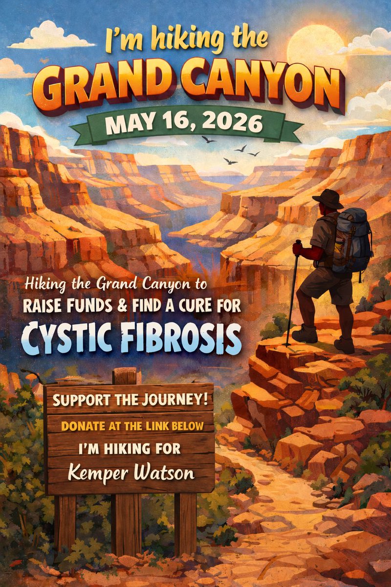 NErikson85's tweet photo. Help me raise money as I take on the Grand Canyon for the @CF_Foundation this May!!

Donate here 👉🏼 https://t.co/h1RlbiCIZr https://t.co/lN30Iw2WRz